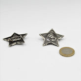 Statue of liberty pattern star shaped button old silver metal- 40 mm - ACCESSOIRES LEDUC BV